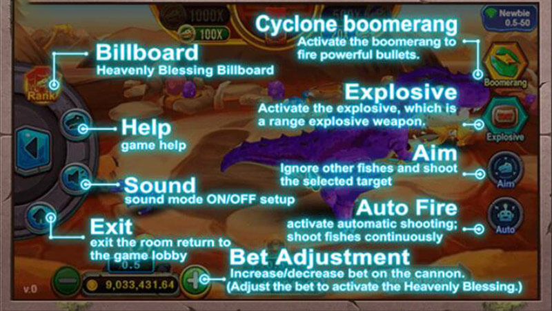 ドラゴンマスターフィッシュシューティングゲーム Interface