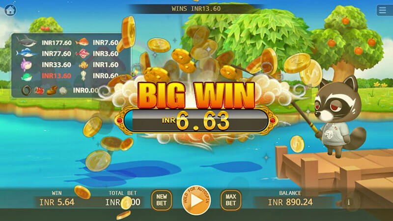 動物釣りの賭け金のサイズ & Paytable Wins