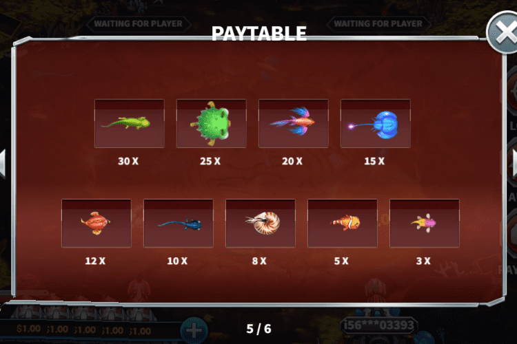 ディープモンスター Paytable 3X-30X