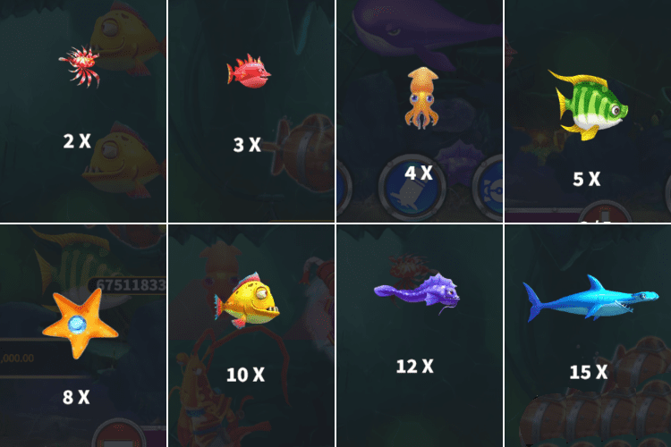 海底戦 Paytable 2X-15X