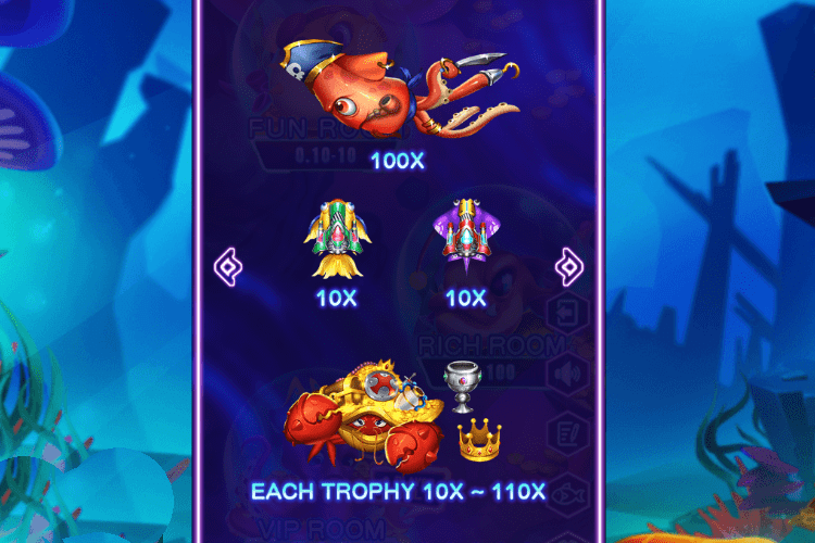 Ocean King's Treasure Paytable 10X-110X