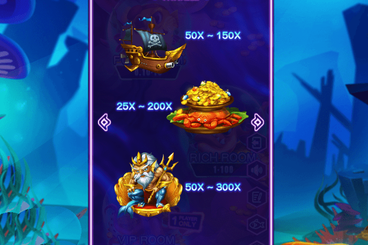 Ocean King's Treasure Paytable 25X-300X
