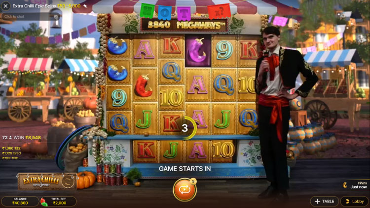 エクストラチリエピックスピンエボリューション, Extra Chilli Epic Spins Live-Main Game
