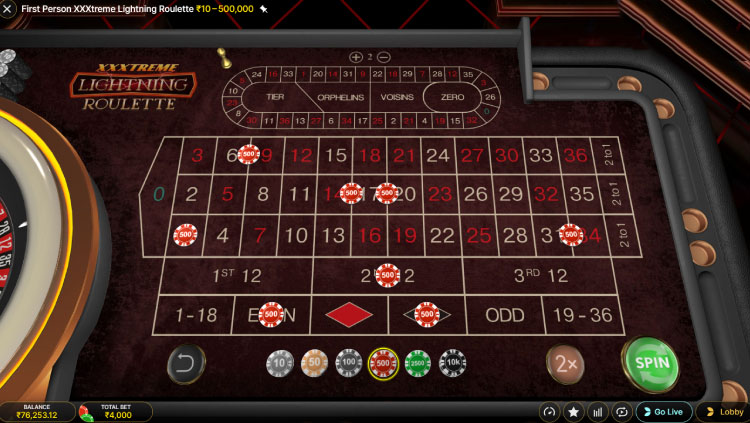ファーストパーソン XXXtreme ライトニング ルーレット, Evolution Online Casino