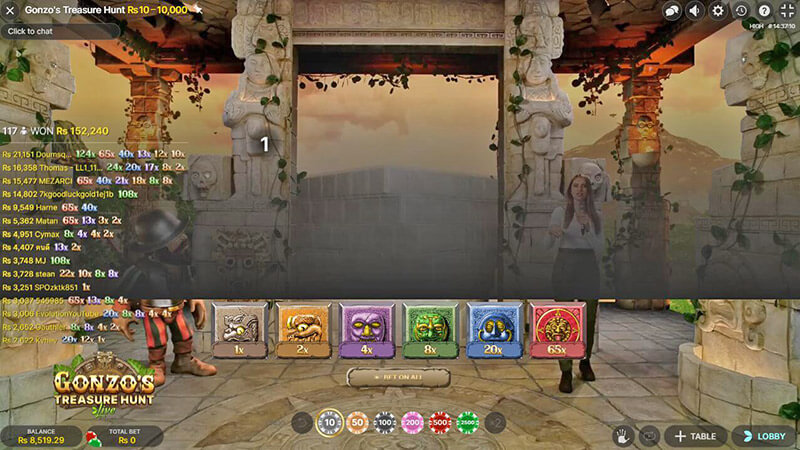 Gonzo's Treasure Hunt Live Casino
