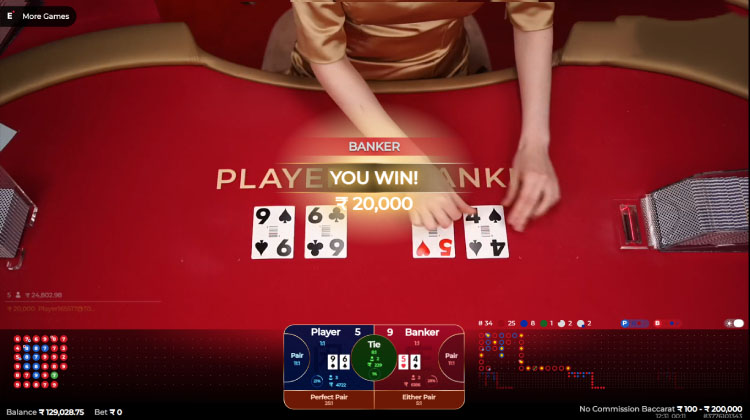 コミッションなしのバカラ Ezugi Big Win, Play コミッションなしのバカラ Ezugi India