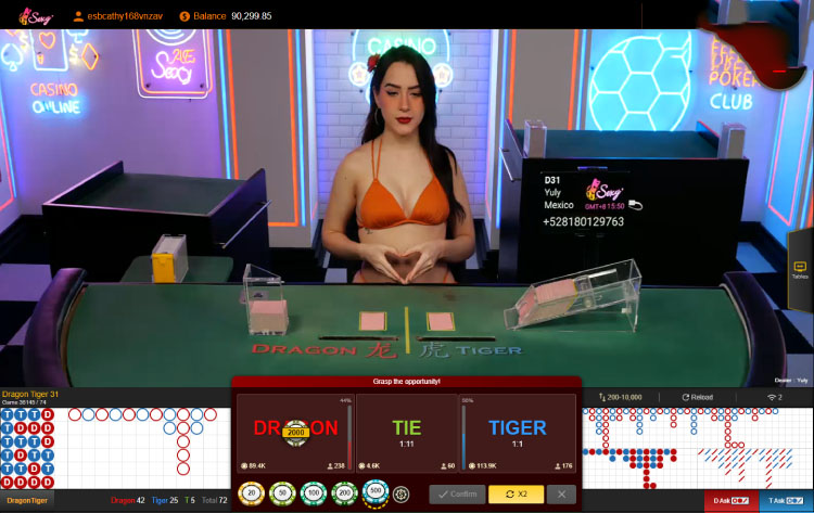 ドラゴンタイガーオンラインリアルキャッシュゲーム, AE Sexy Dragon Tiger Live
