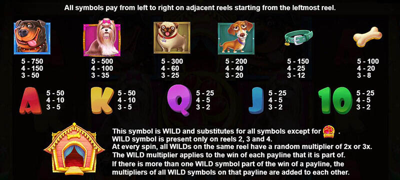 The Dog House Slot Paytable